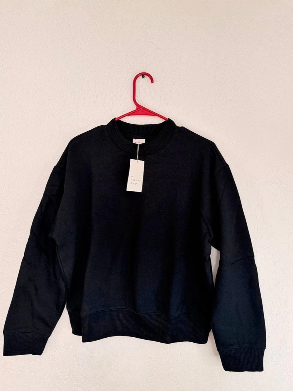 A New Day Women's Mock Neck Pullover Sweatshirt Black